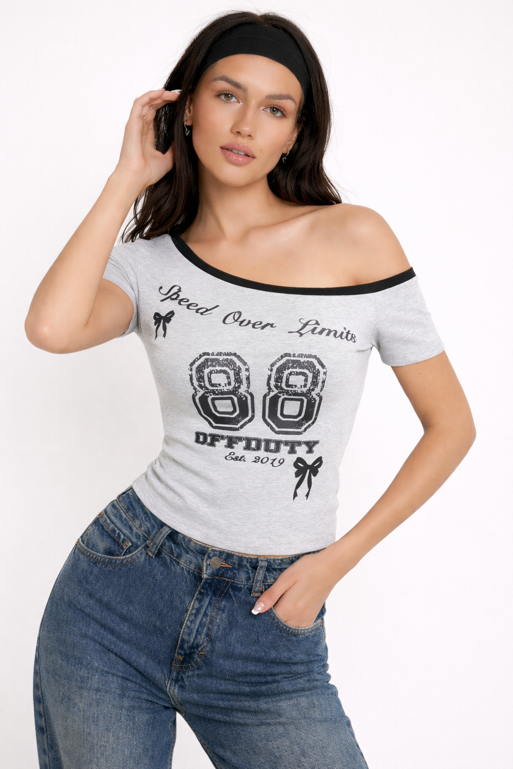 RǏWYÑ | Speed Over Limit Off-Shoulder Top
