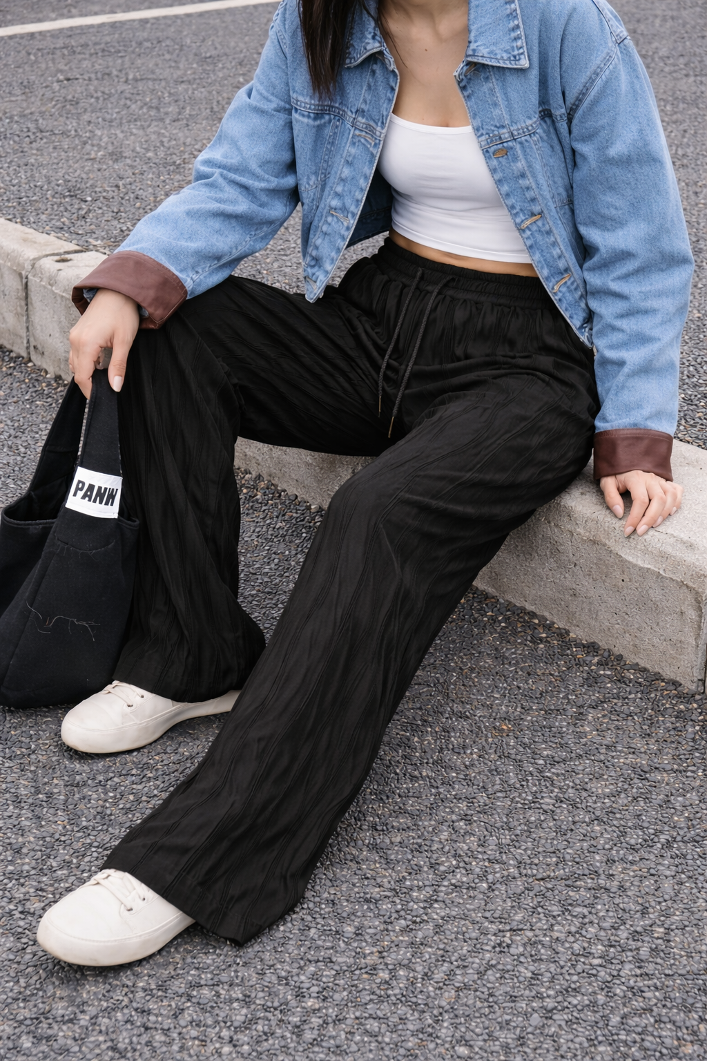 RǏWYÑ | Surface Wave Texture Baggy Joggers