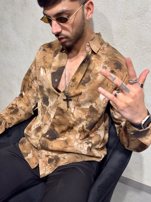 RIWYN Earthbound Abstract Print Full-Sleeves Shirt