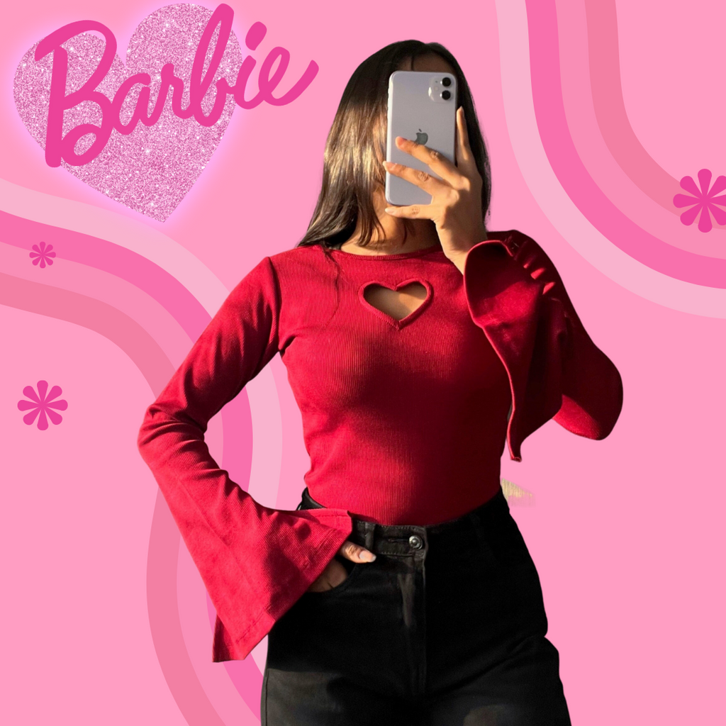 RǏWYÑ | Heart Cut Out Bell Sleeve Top