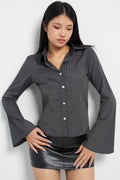 RǏWYÑ | Stripe Bell Sleeve Shirt