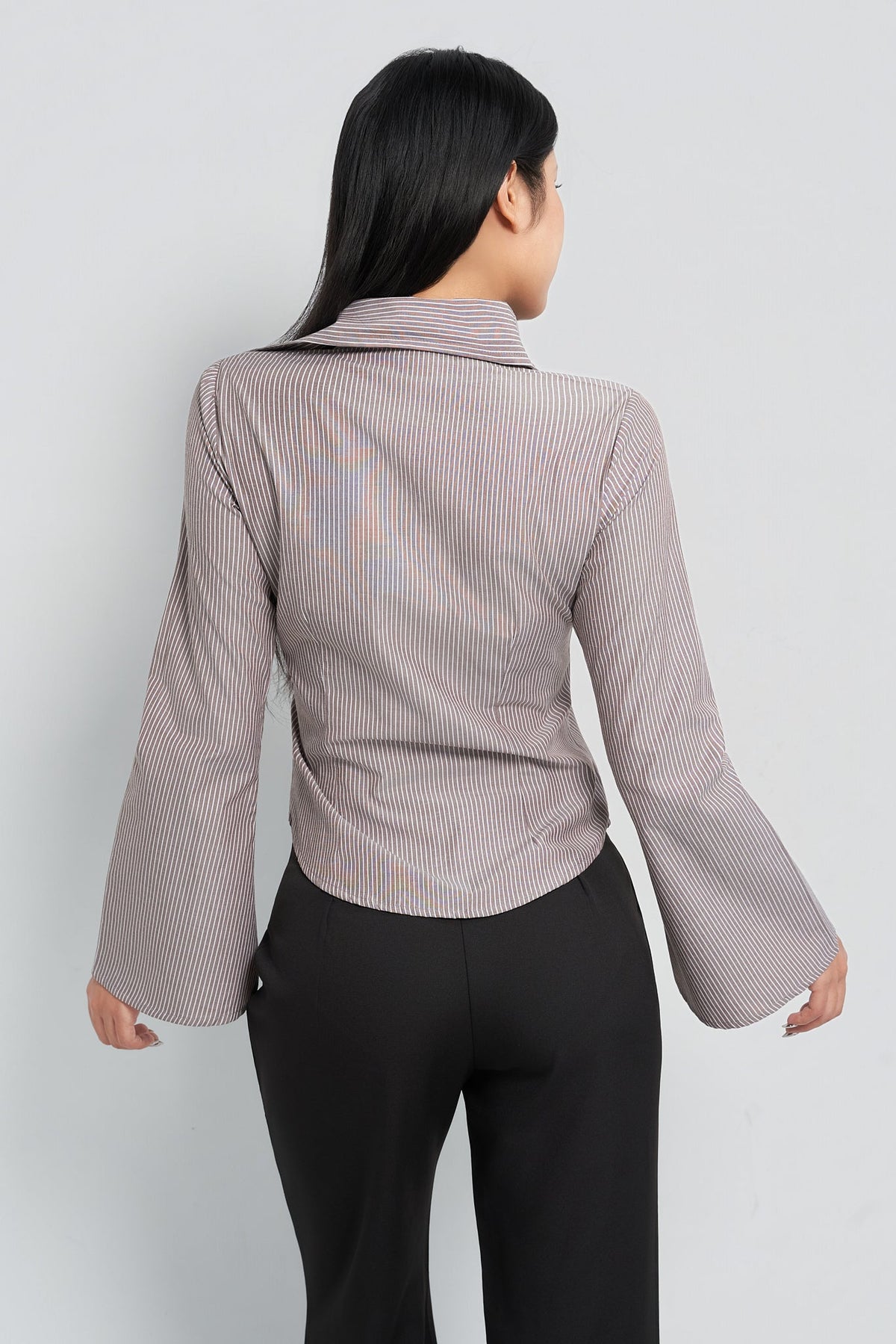 RǏWYÑ | Stripe Bell Sleeve Shirt
