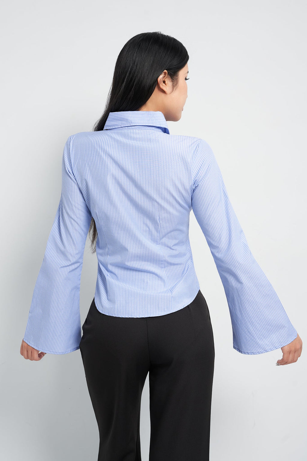 RǏWYÑ | Stripe Bell Sleeve Shirt
