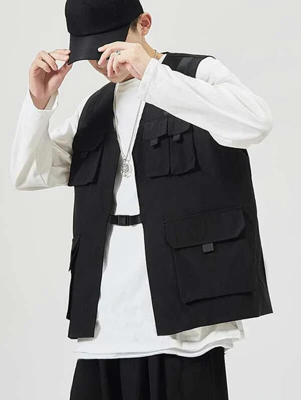 RIWYN Cargo Flap Pocket Pockets Vest Jacket