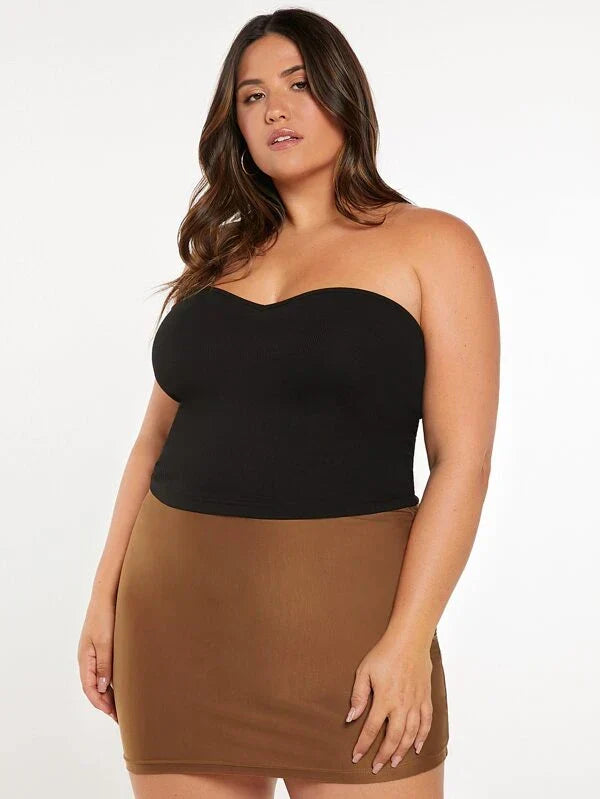 RǏWYÑ | Tube Rib Plus Size Black Top