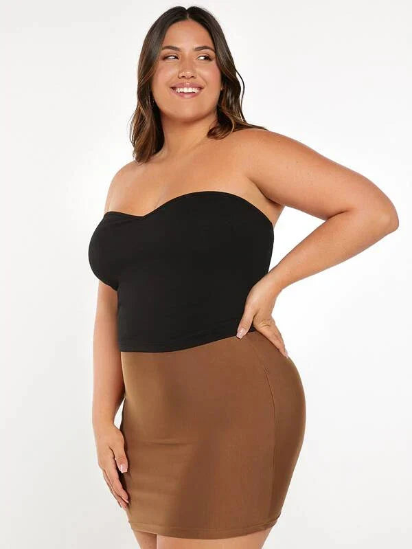 RǏWYÑ | Tube Rib Plus Size Black Top
