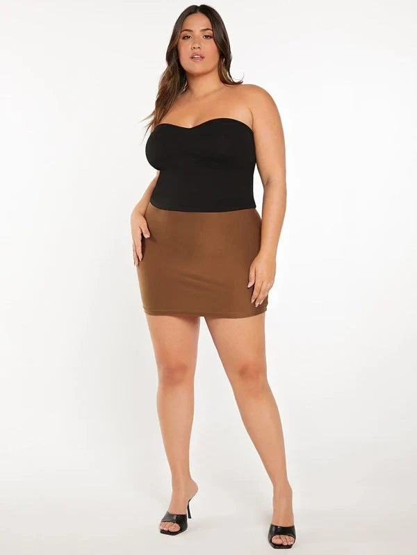 RǏWYÑ | Tube Rib Plus Size Black Top