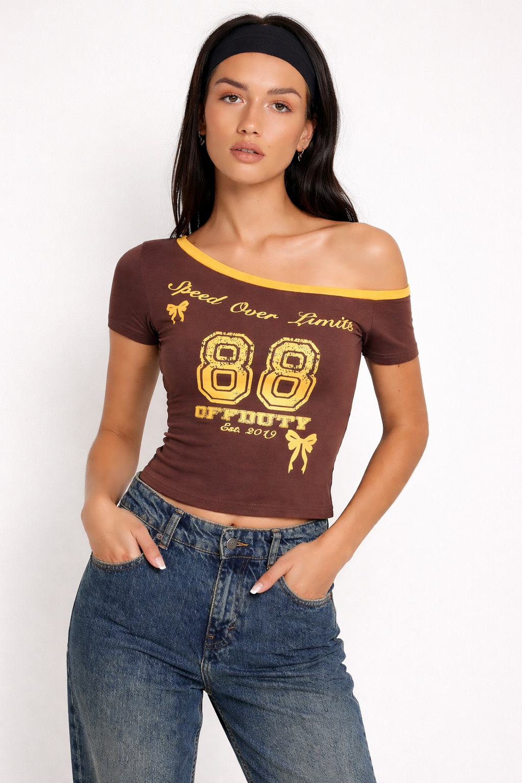 RǏWYÑ | Speed Over Limit Off-Shoulder Top
