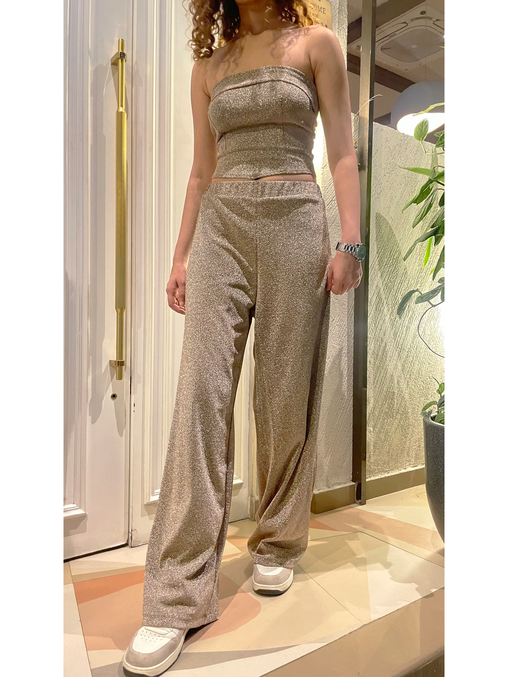 RǏWYÑ | Glitter Dust Stretch Wide Pants