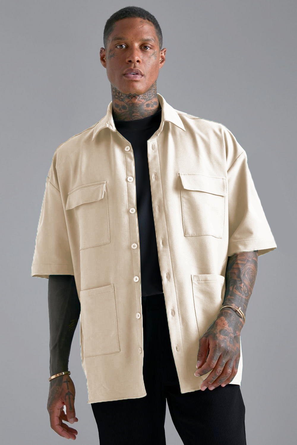RIWYN Cargo Oversized Pocket shacket Shirt