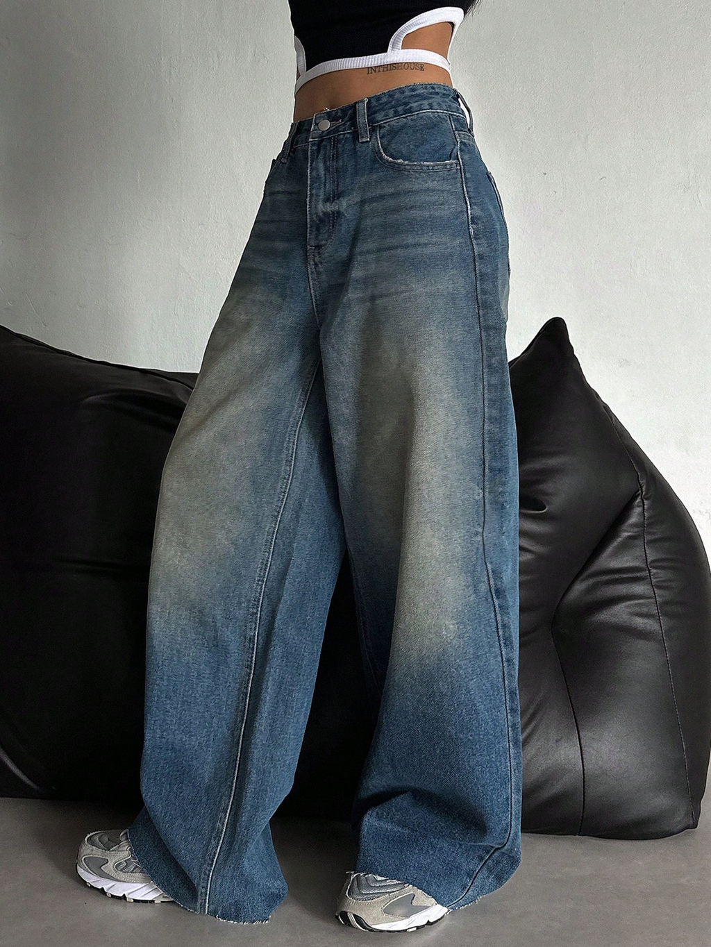 RǏWYÑ | Stale Blue Baggy Wide Leg Jeans