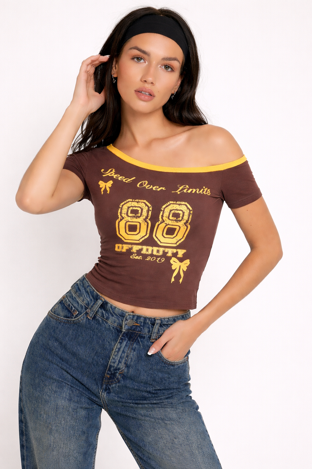 RǏWYÑ | Speed Over Limit Off-Shoulder Top