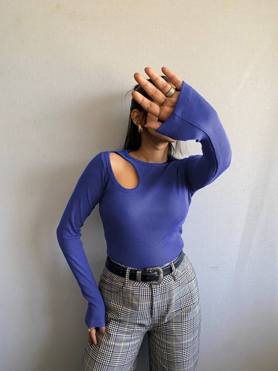 RǏWYÑ | Aesthetic Hollow Out Full Sleeves Rib Top