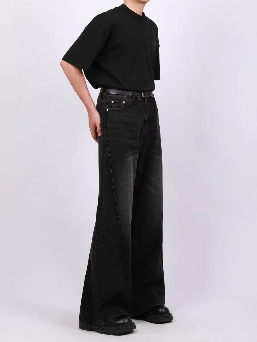 RIWYN Black Dynasty Wash Straight A Line Jeans