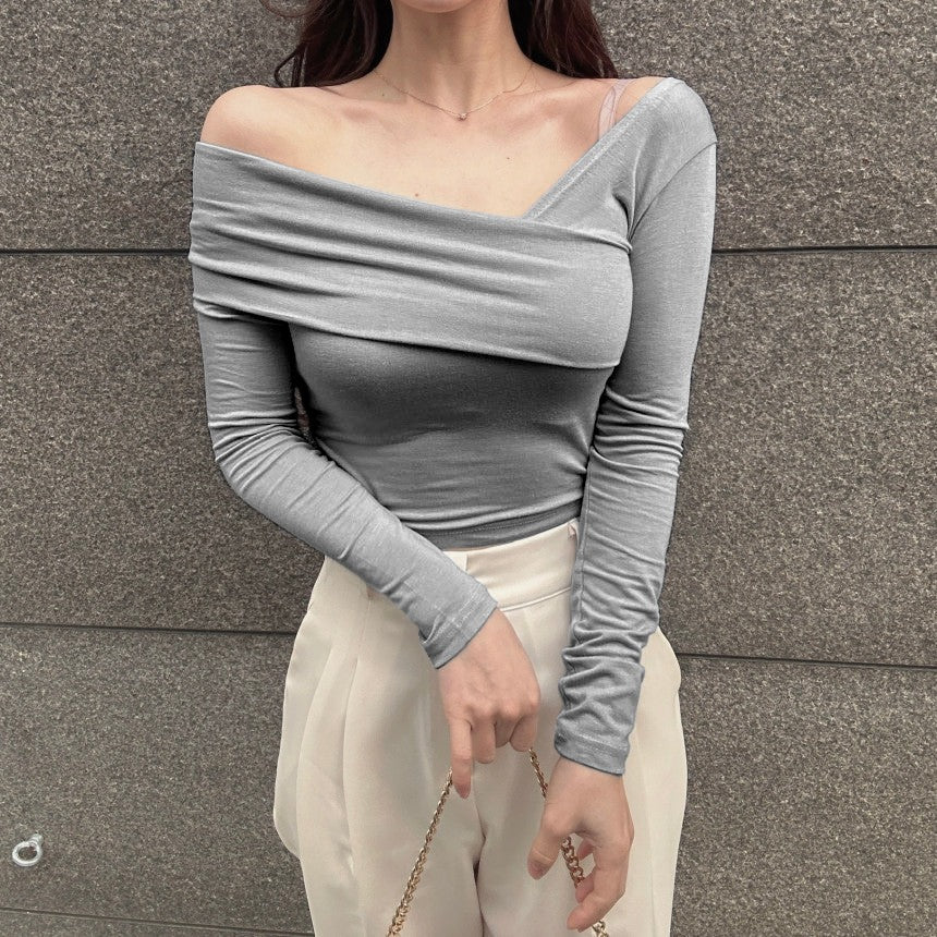 RǏWYÑ | Korean Way Overlpped Off-Shoulder Top