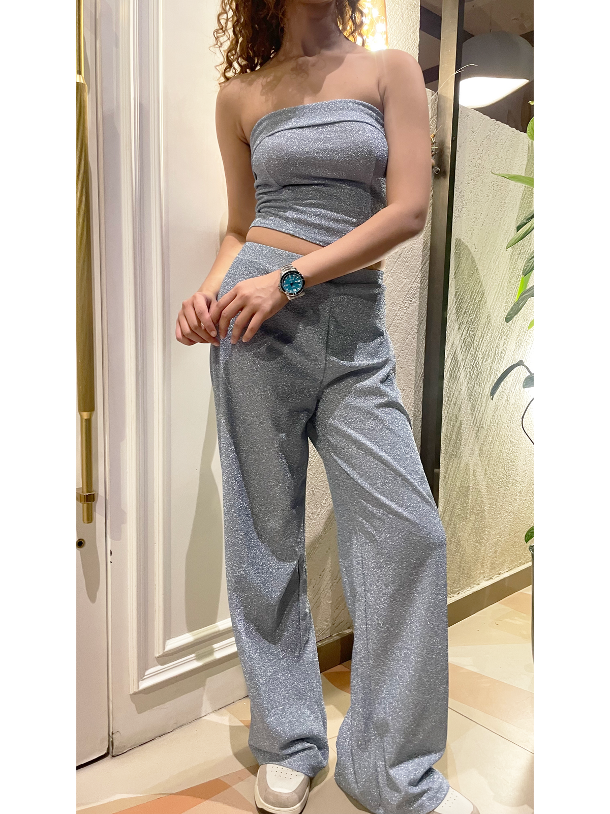 RǏWYÑ | Glitter Dust Stretch Wide Pants