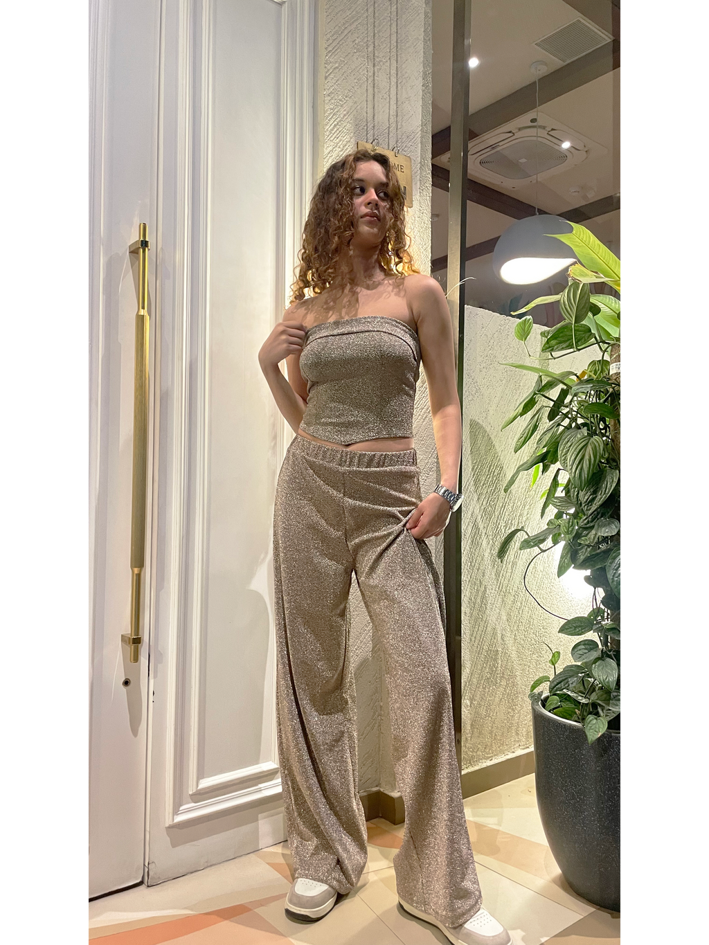 RǏWYÑ | Glitter Dust Stretch Wide Pants