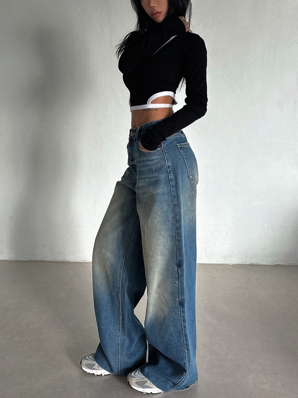 RǏWYÑ | Stale Blue Baggy Wide Leg Jeans