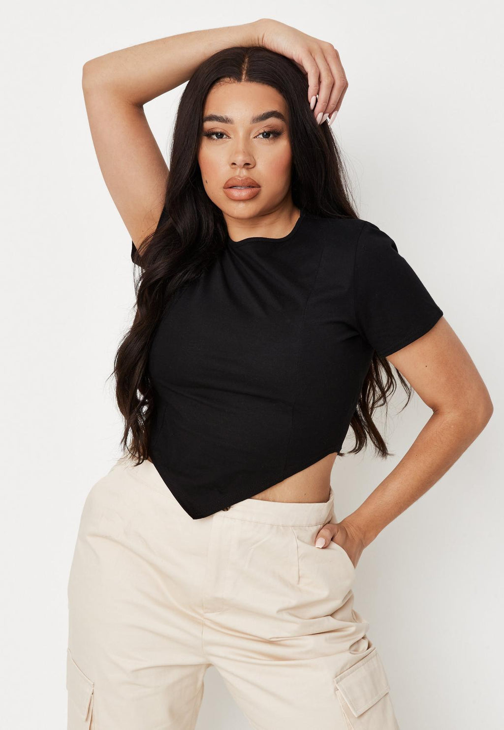 RǏWYÑ | Black Scarf Hem Regular Tee