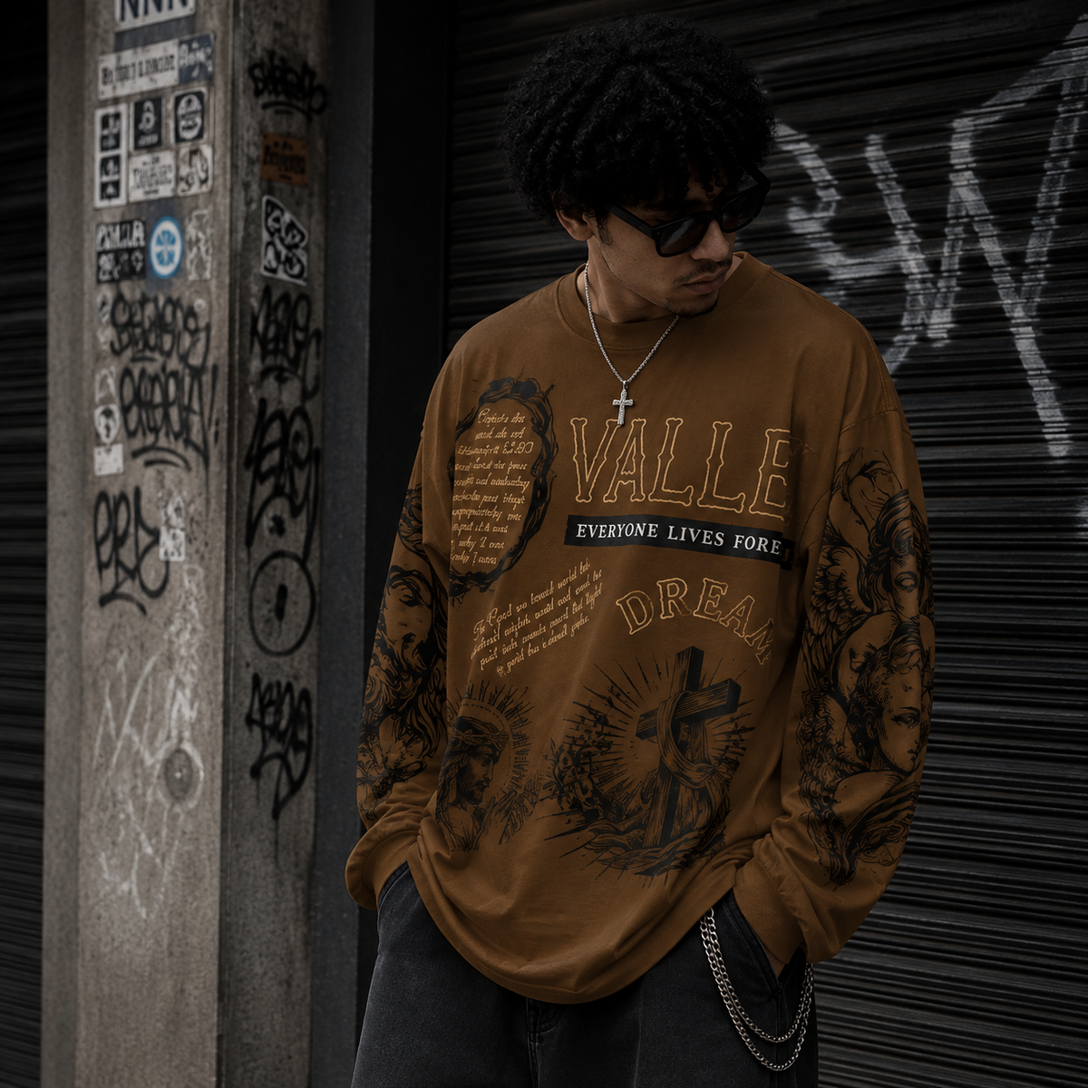 VALLE DREAM brown graphic sweatshirt