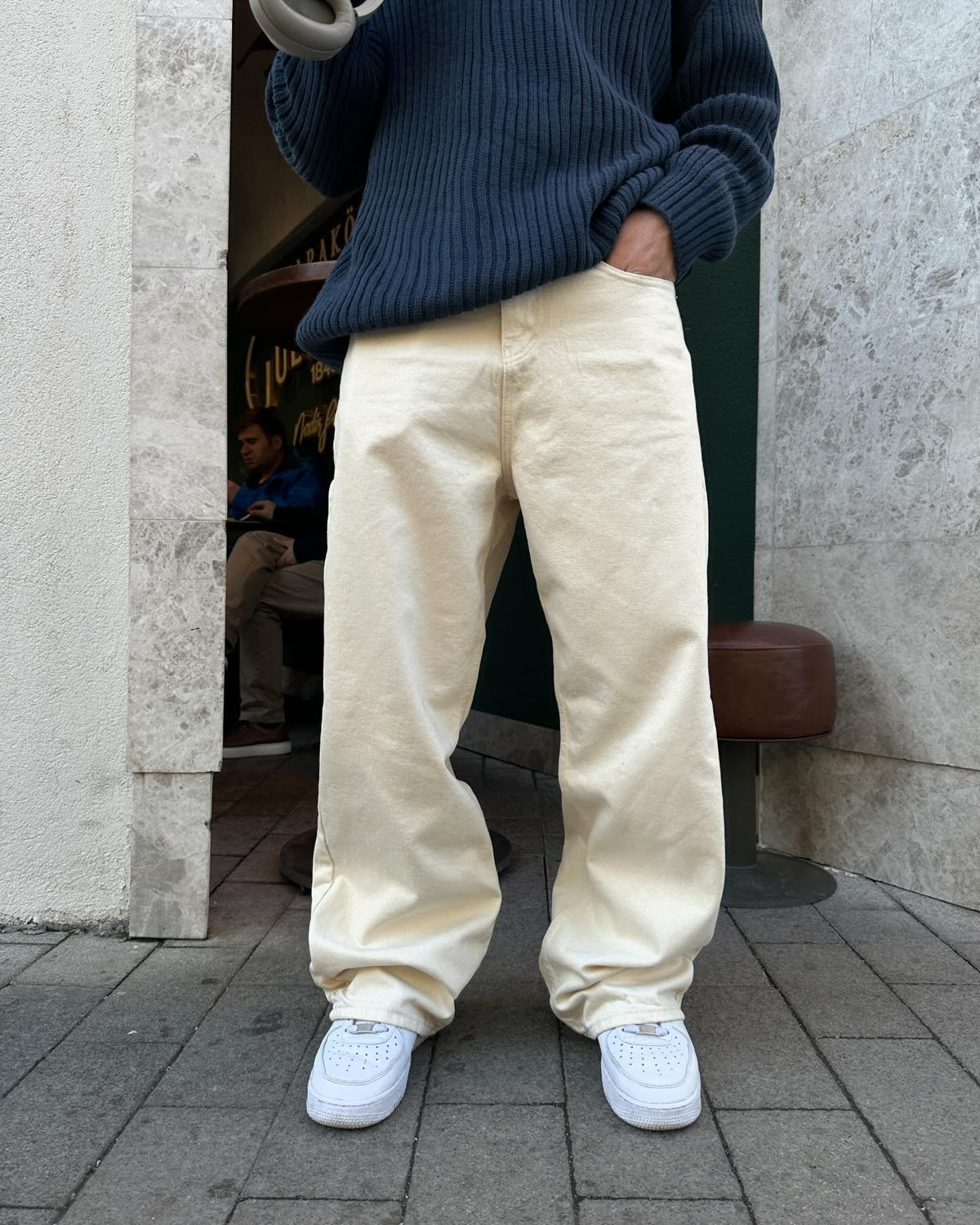 RIWYN Nude Baggy Fit Straight Leg Jeans