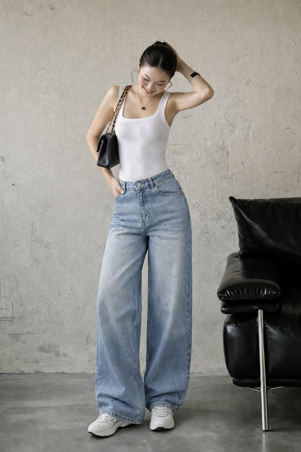 RǏWYÑ | Bling Bleach Wide Leg Jeans