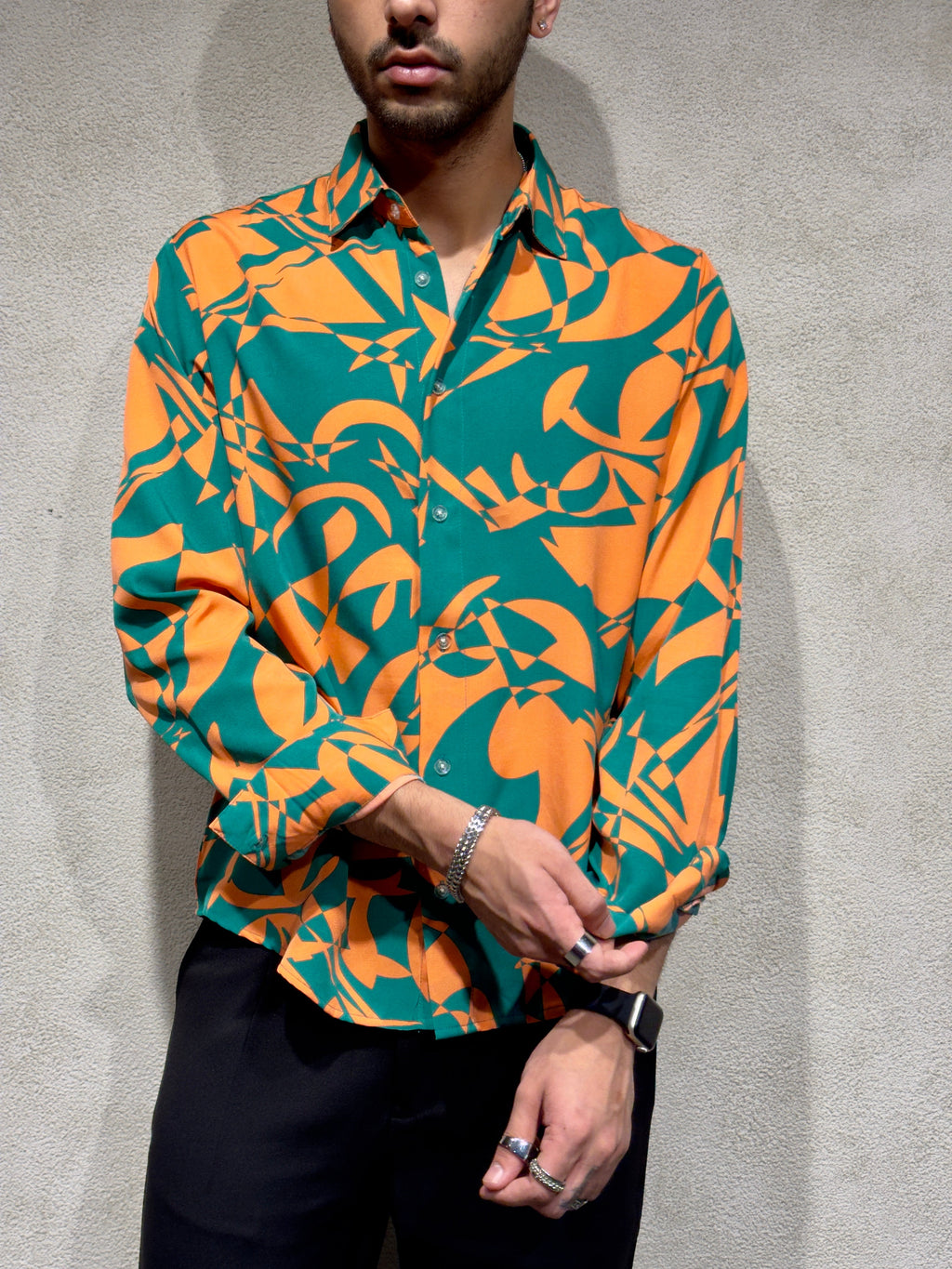 RIWYN Abstract Rhythm Print Full-Sleeves Shirt