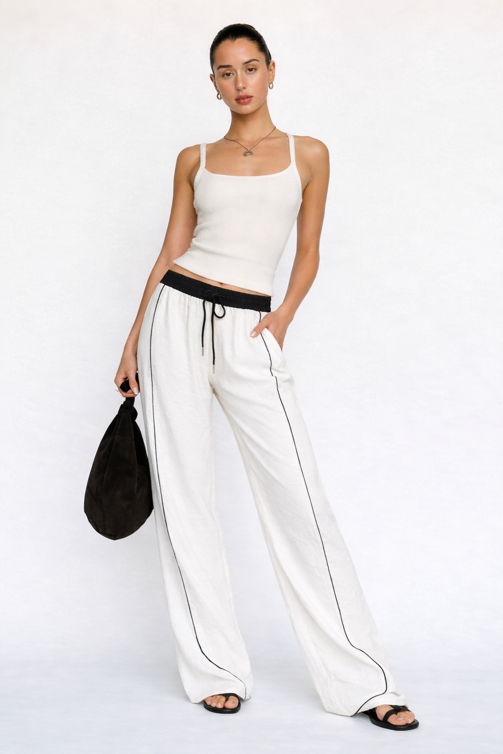 RǏWYÑ | Drawstring Wide Leg Pants