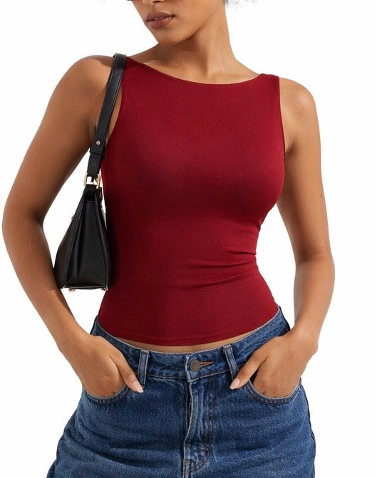 RǏWYÑ | Soft Backless Boat Neck Tank Top
