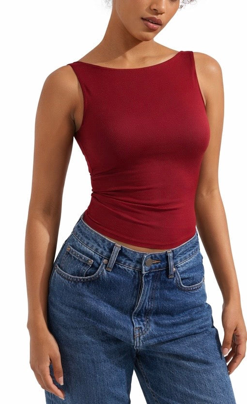 RǏWYÑ | Soft Backless Boat Neck Tank Top