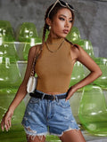 RǏWYÑ | Polo high neck Rib Sleeveless top