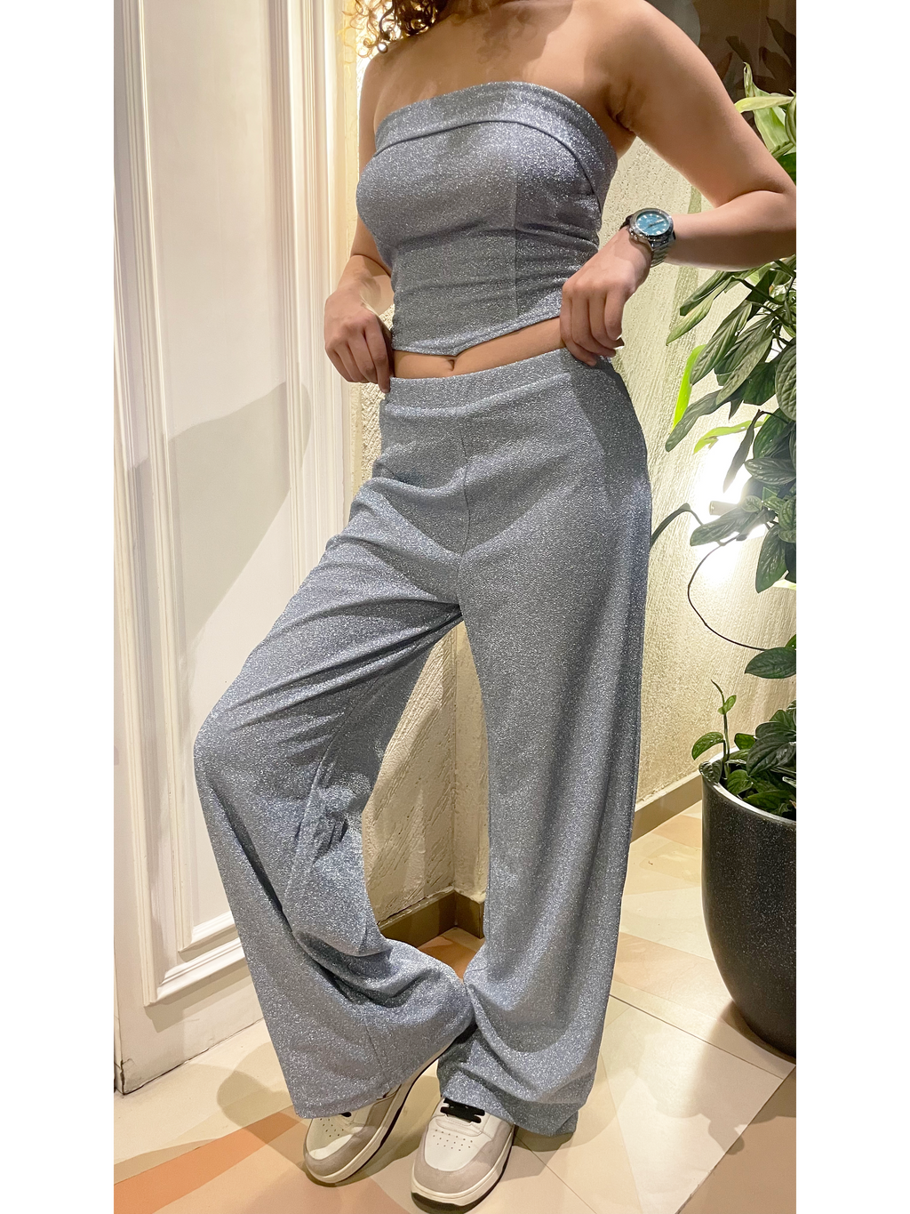 RǏWYÑ | Glitter Dust Stretch Wide Pants