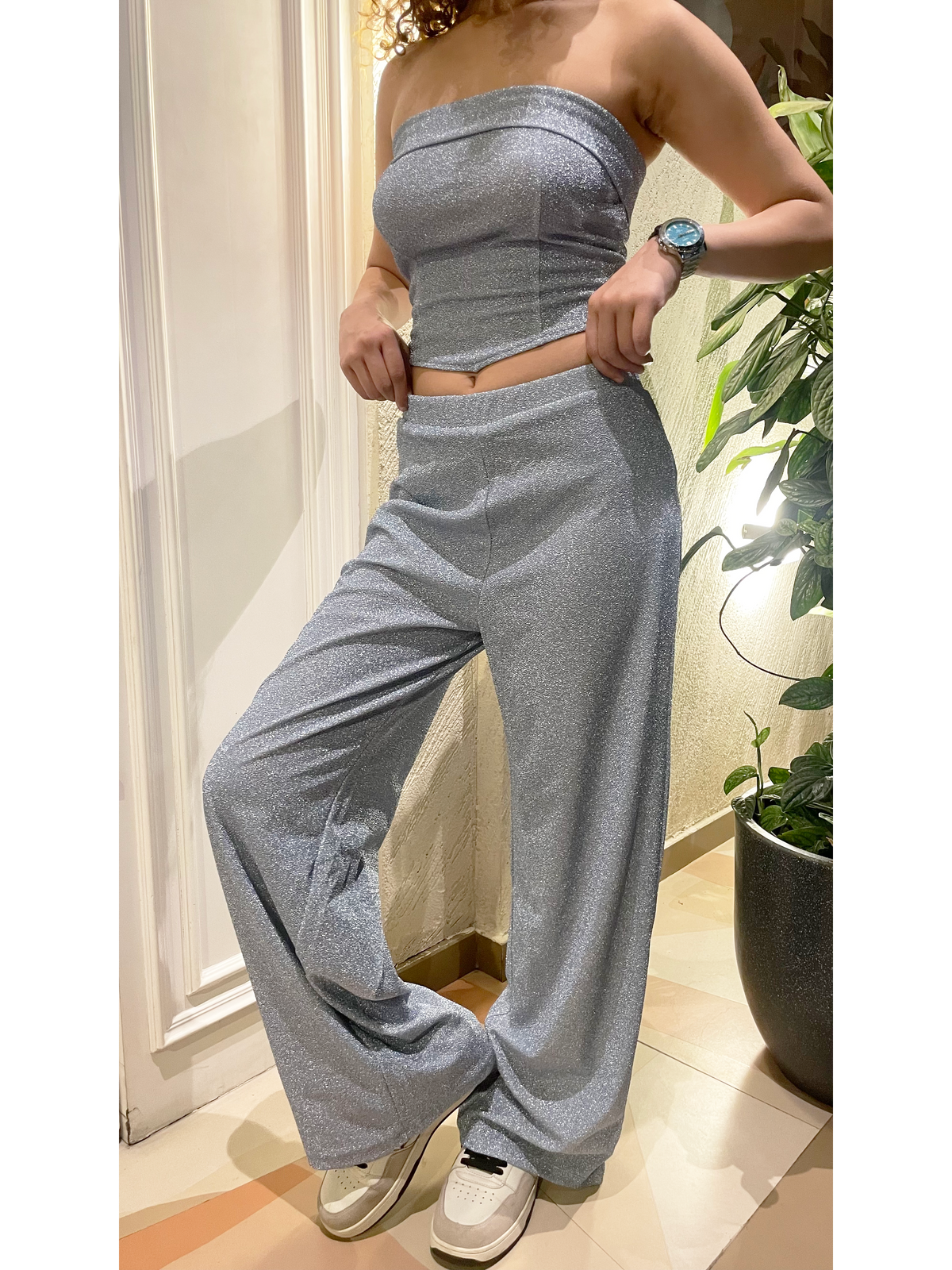 RǏWYÑ | Glitter Dust Stretch Wide Pants