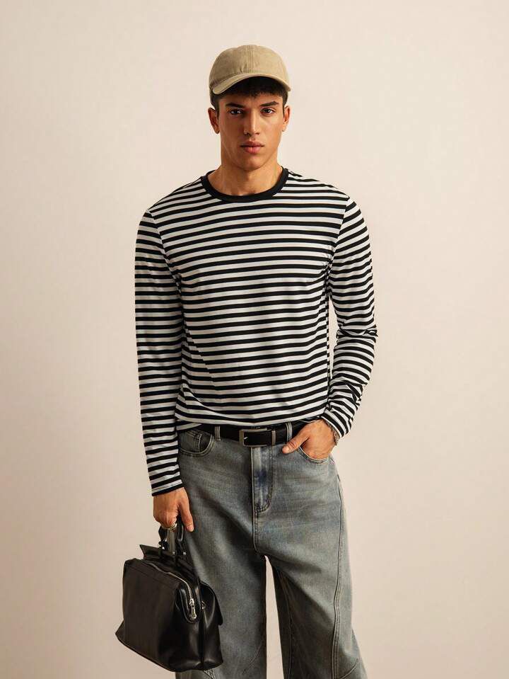 RIWYN Stripe Mode Long Sleeve Tshirt