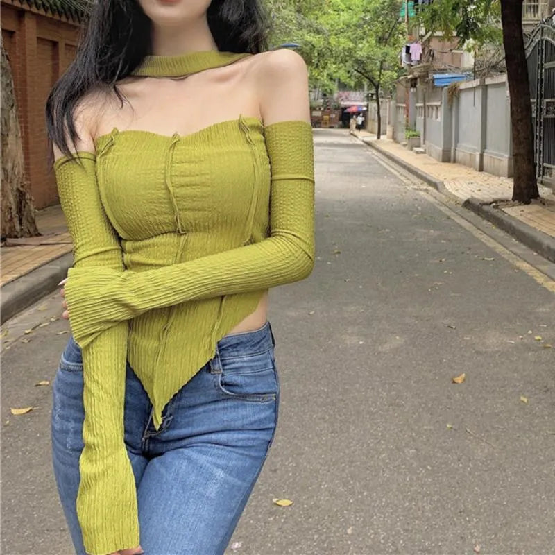 RǏWYÑ | Chic Halter Neck Detachable Sleeves Top