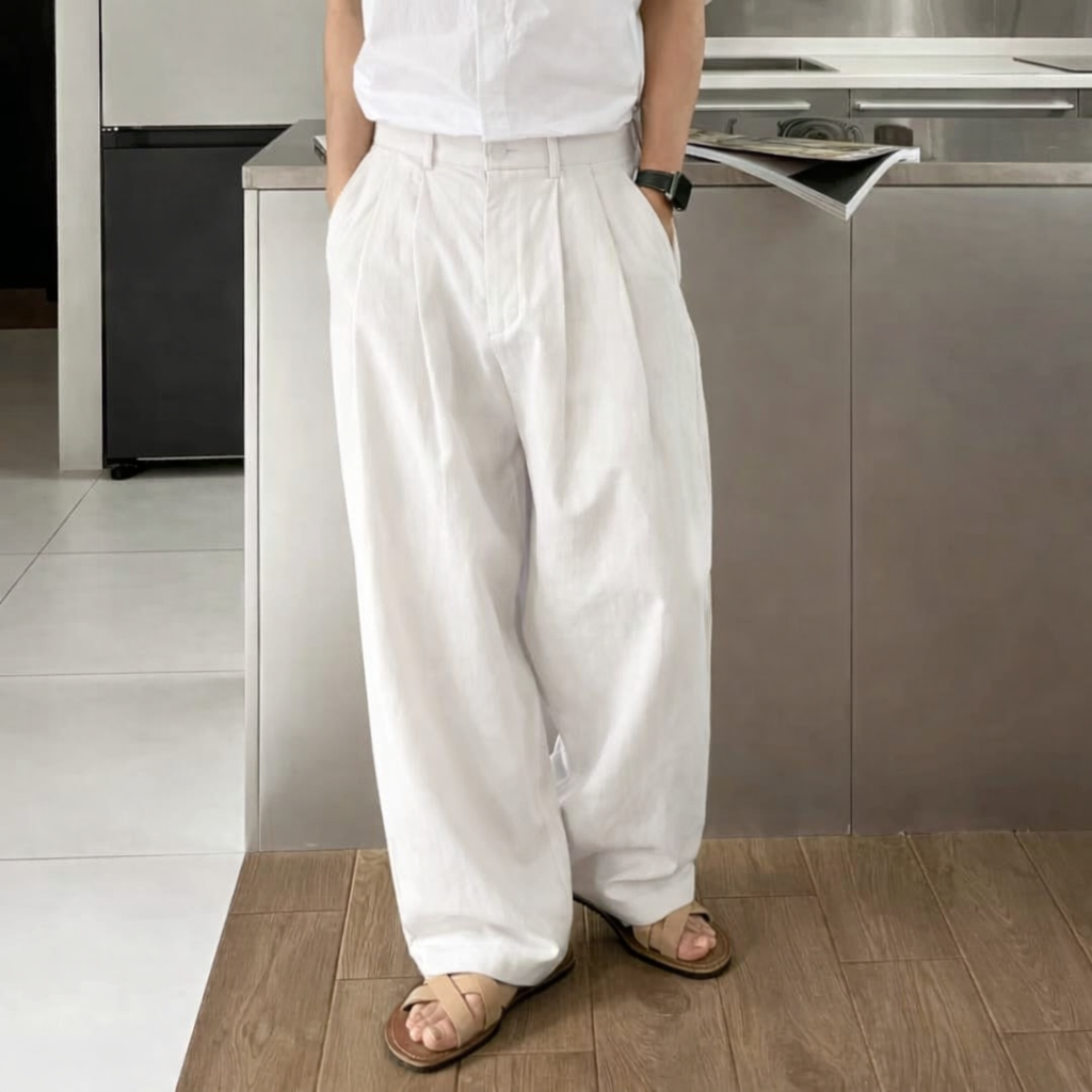 RIWYN Seoul Loose Pleated Baggy Trousers