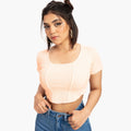 RǏWYÑ | Peach Corset Curve Hem Cropped Top