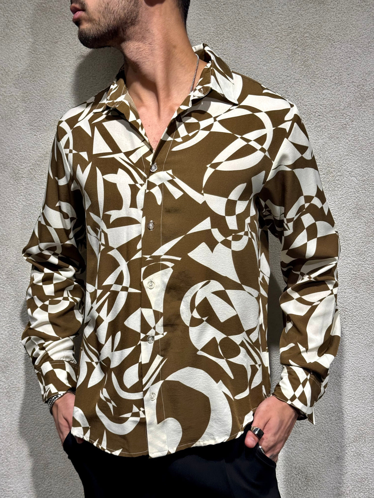 RIWYN Abstract Rhythm Print Full-Sleeves Shirt