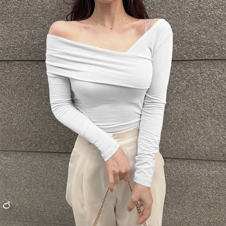 RǏWYÑ | Korean Way Overlpped Off-Shoulder Top