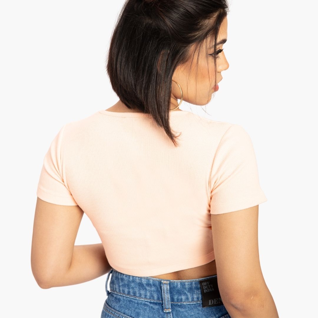 RǏWYÑ | Peach Corset Curve Hem Cropped Top