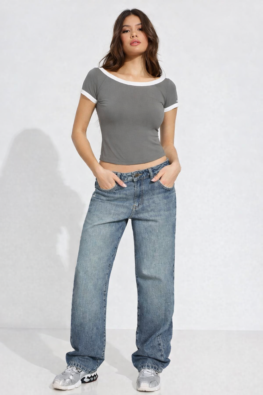 RǏWYÑ | Contrast Soft Touch Scoop Neck Tee