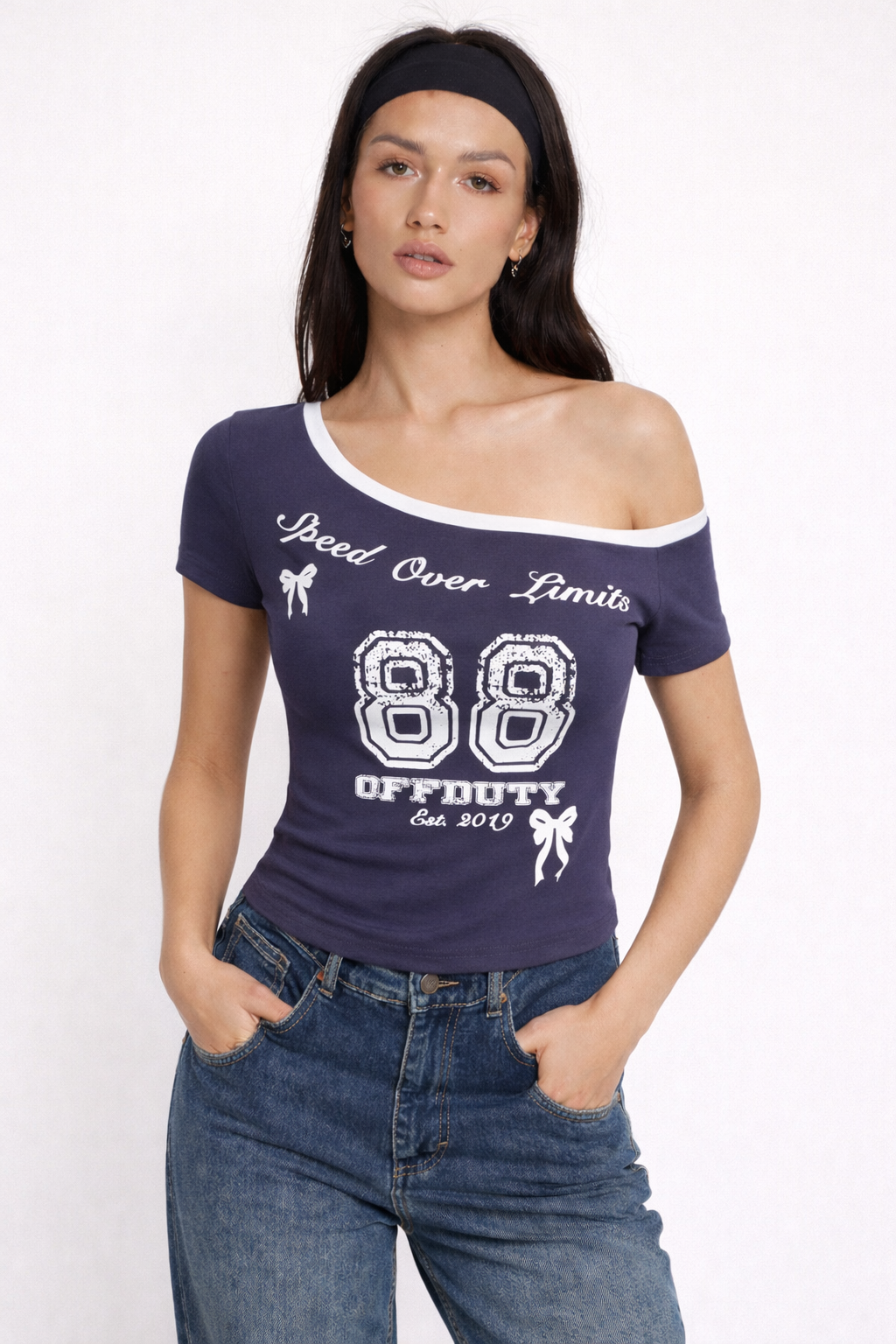 RǏWYÑ | Speed Over Limit Off-Shoulder Top