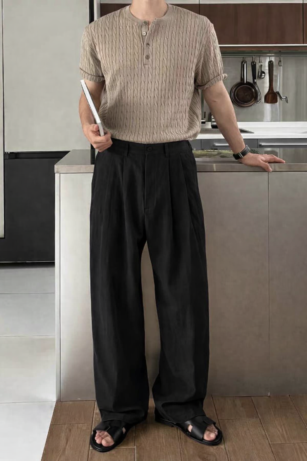 RIWYN Seoul Loose Pleated Baggy Trousers