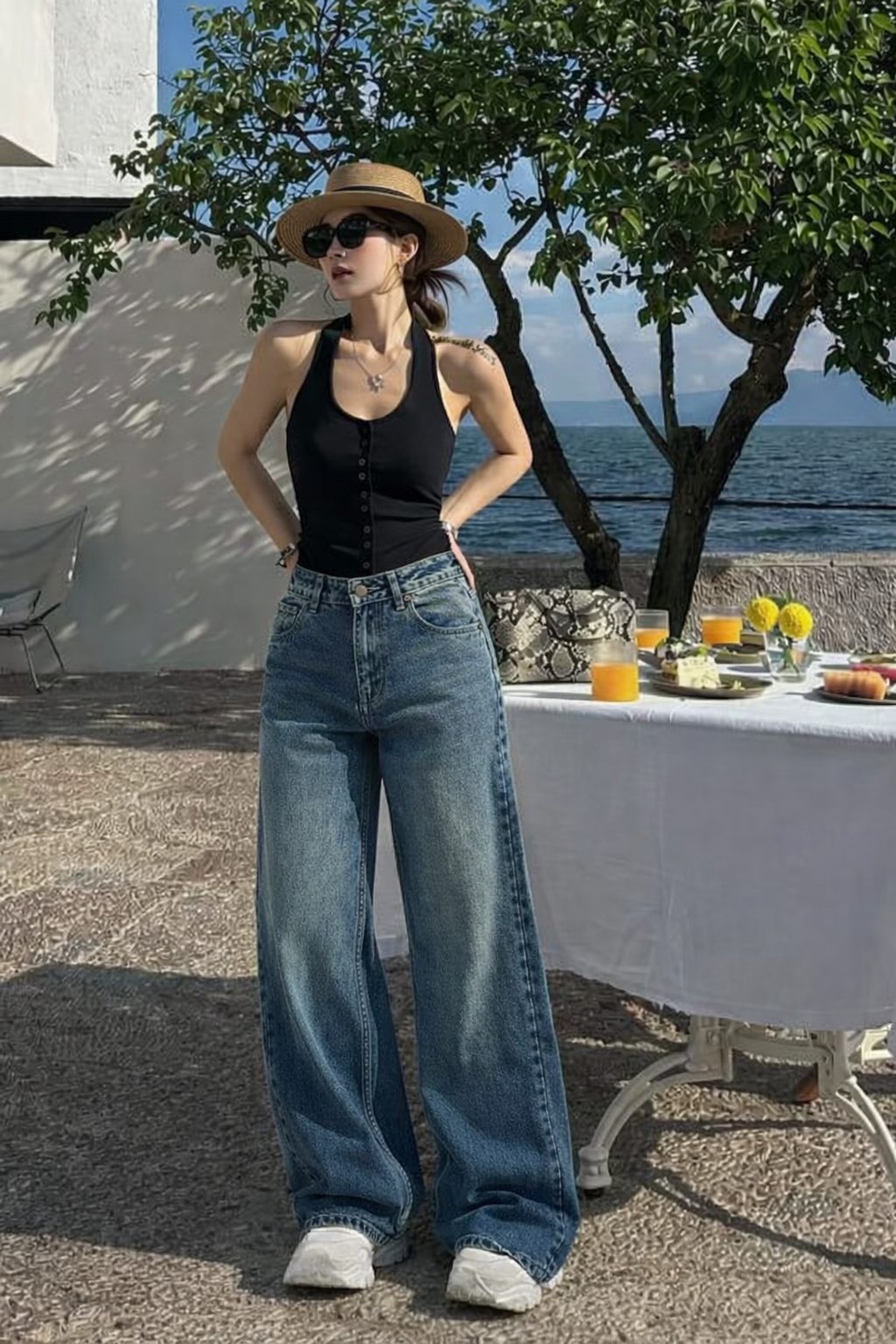 RǏWYÑ | Rust Dusk Fade Wide Leg Jeans