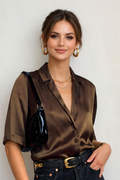 RǏWYÑ | Satin Muse Lapel Shirt