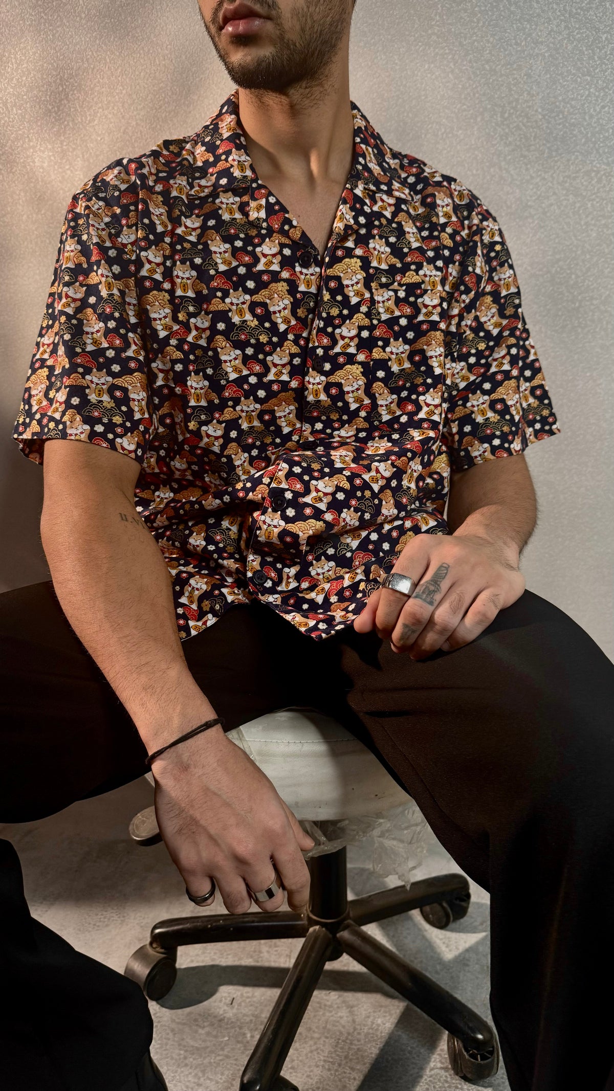 RIWYN Shanghai Fortune Cat Structured Shirt