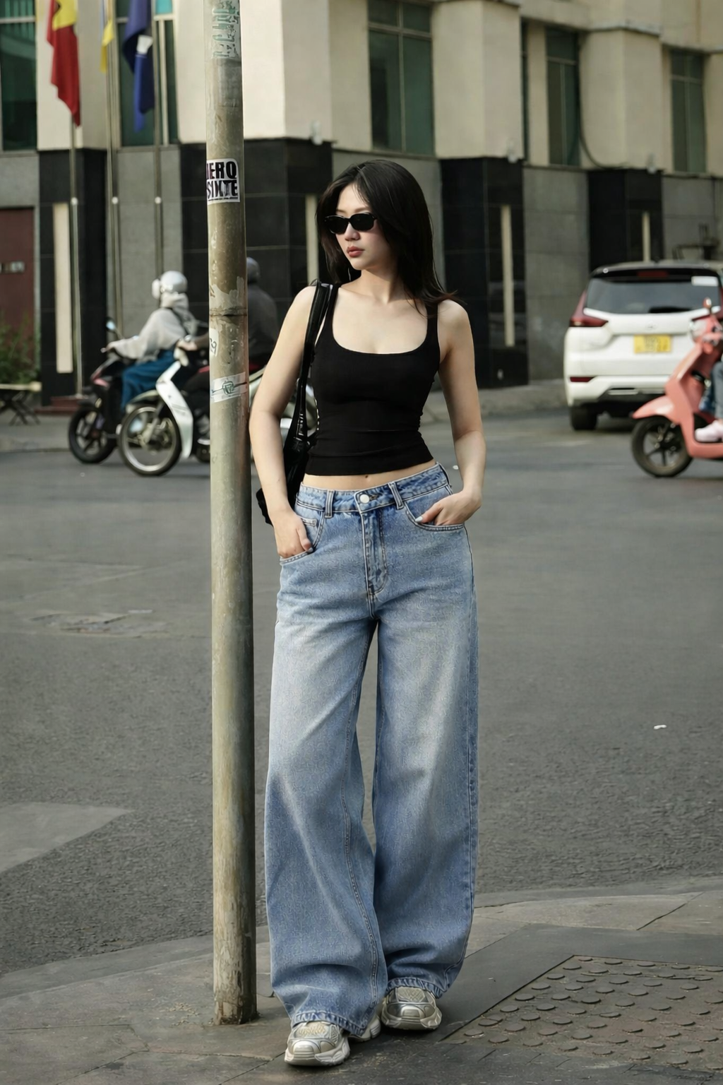 RǏWYÑ | Bling Bleach Wide Leg Jeans