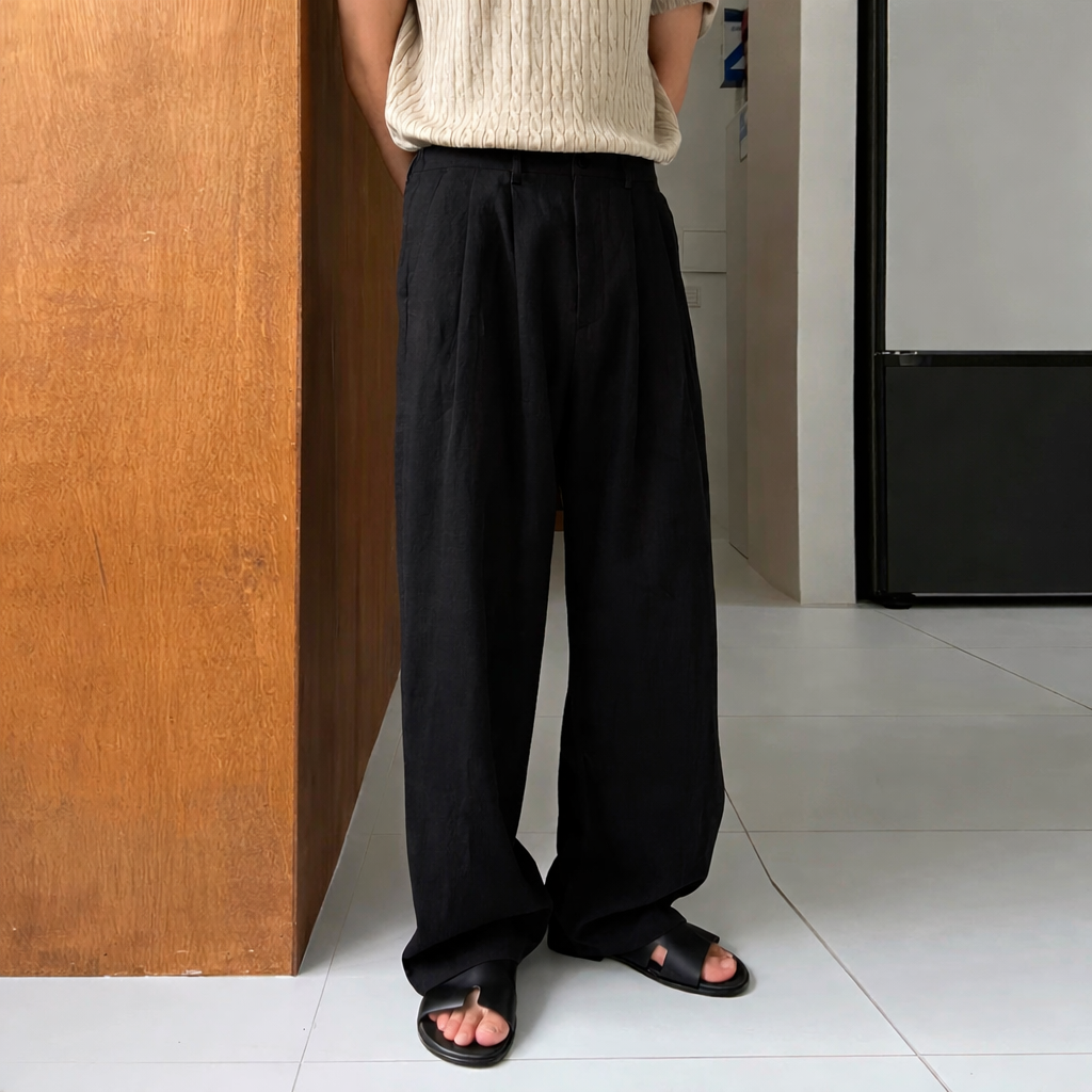 RIWYN Seoul Loose Pleated Baggy Trousers