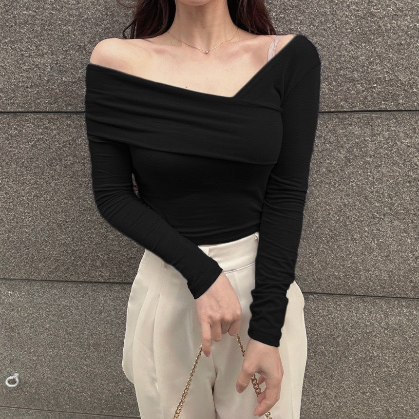 RǏWYÑ | Korean Way Overlpped Off-Shoulder Top