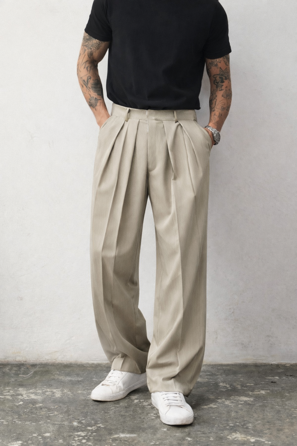 RIWYN Neat Pleats Tailored Linen Pants